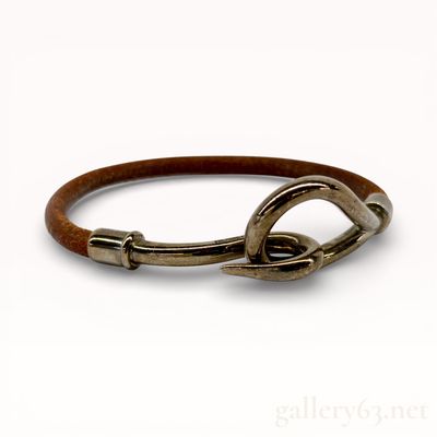 Hermes Jumbo Hook & Eye Bracelet Palladium-Tone