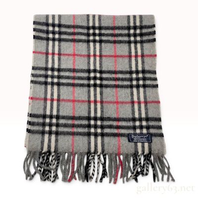 Vintage Burberrys Gray Nova Check Cashmere Scarf