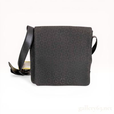 Celine C Macadam Black Monogram Canvas and Leather Messenger Bag