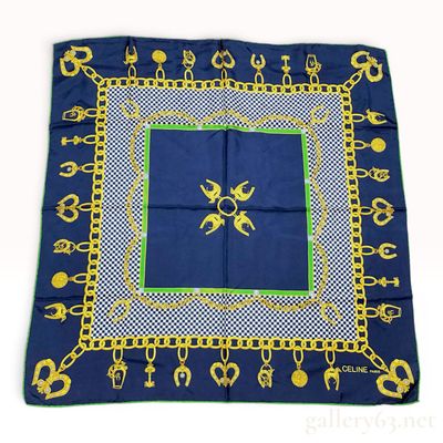 Celine Paris Equestrian Motif Silk Scarf