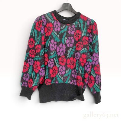 Yves Saint Laurent Tricots Vintage Floral Wool Blend Sweater, Circa 1980s