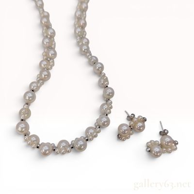 Kawasumi Cultured Pearl and 14K White Gold Necklace and Earring Set