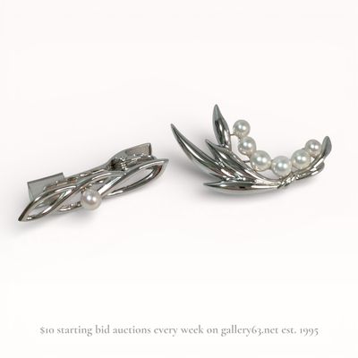 Two Mikimoto Silver and Cultured Pearl Jewelry Items