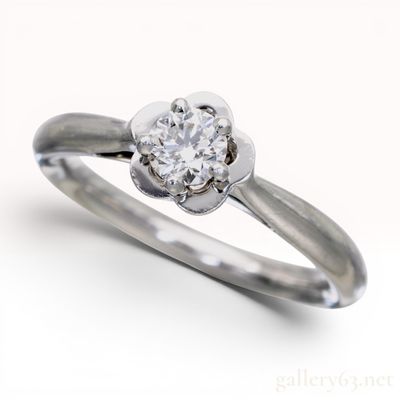 Chanel Camelia Platinum and D-VVS1-EX Diamond Solitaire Ring W/GIA Report