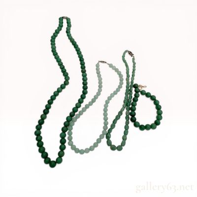 A Collection of Jadeite, Aventurine, and Beaded Stone Necklaces/Bracelets