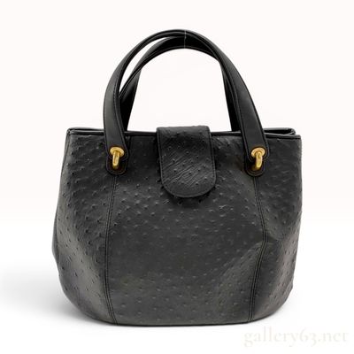 Genuine Black Ostrich Leather Handbag