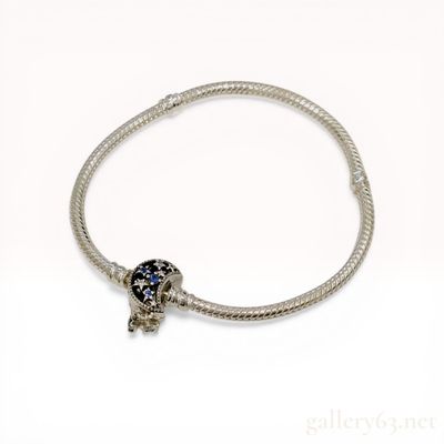 Pandora Moments Sparkling Moon Clasp Snake Chain Bracelet and Dream Big Charm