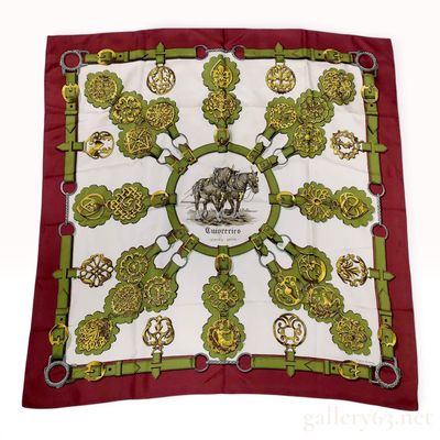 Hermes Cuivreries Silk Twill Scarf by Francoise de la Perriere