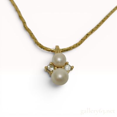 Vintage Christian Dior Gold Plated Faux Pearl and Rhinestone Pendant Necklace