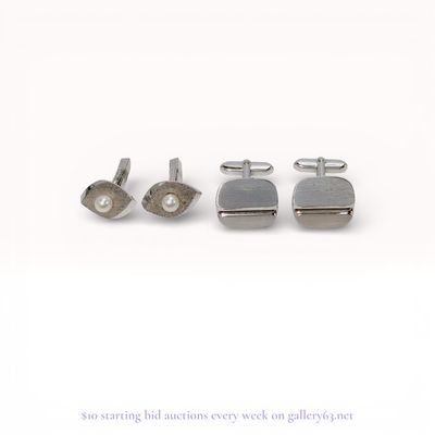 Two Pairs of Mid-Century Modern Toggle-Back Cufflinks