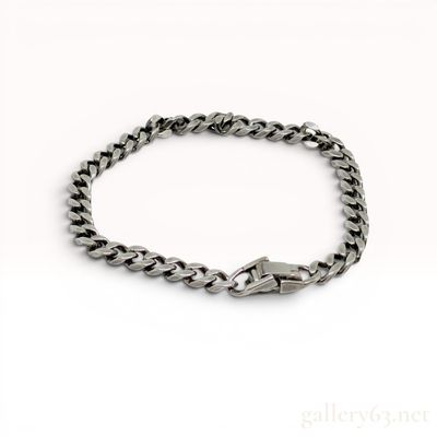 Sterling Silver Curb Link Mens Bracelet w/Box