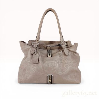Fendi Selleria Villa Borghese Metallic Leather Tote Bag