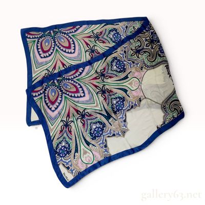 MaxMara Italian Silk Square Scarf with Paisley Motif