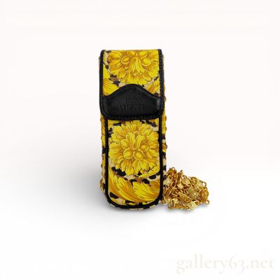 Gianni Versace Vintage Baroque Leopard Print PVC Chain Mobile Case 1990s