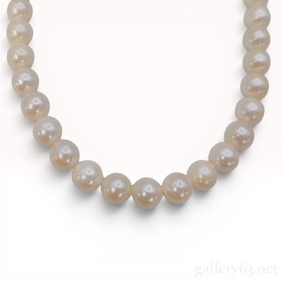 Long Cultured Pearl Necklace with Silver Filigree Clasp