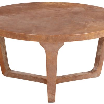 PARCHMENT COVERED COFFEE TABLE.