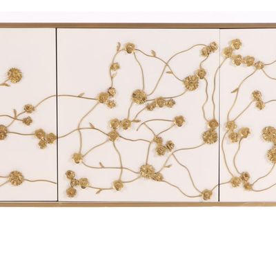 A LACQUERED THREE DOOR SIDEBOARD