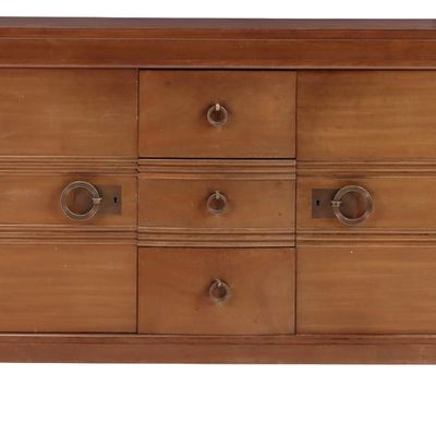 TWO DOOR FRENCH MAHOGANY SIDEBOARD ATTRIBUTED TO GASTON POISSON C 1940.