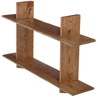 A WOOD JEAN PROUVE STYLE WALL SHELF.