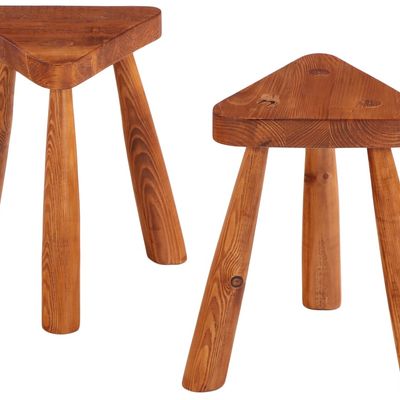 A PAIR OF THREE LEG SWEDISH MODERN STOOLS.