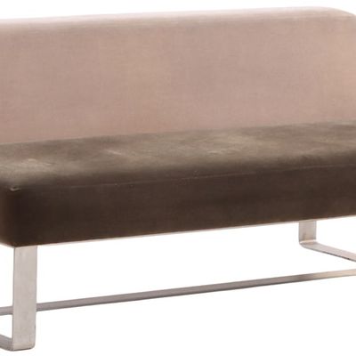 MOHAIR AND CHROMED IRON SOFA.