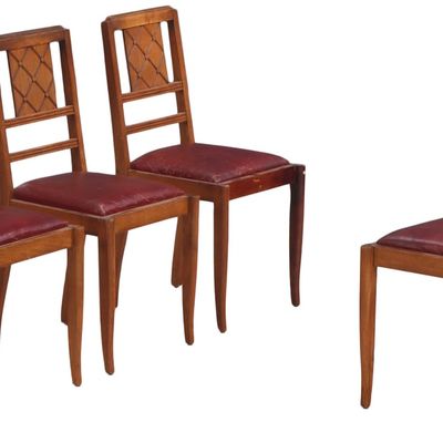 FOUR FRENCH OAK SIDECHAIRS C 1940 IN THE MANNER OF CHARLES DUDOUYT.