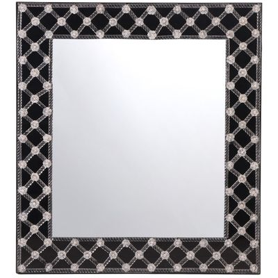 A LARGE MURANO VENETIAN GLASS WALL MIRROR HAVING A DIAMOND LATTICE DESIGN