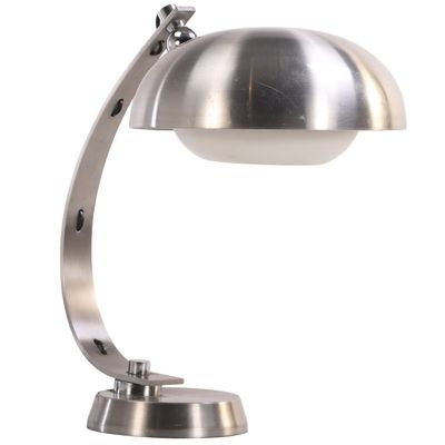 ANGELO "LELII" LELII FOR ARREDOLUCE ATTRIBUTED BRUSHED METAL TABLE LAMP C 1970