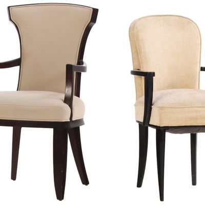 A LOT OF TWO FRENCH EBONIZED ARM CHAIRS C 1950 IN THE MANNER OF ANDRE ARBUS.