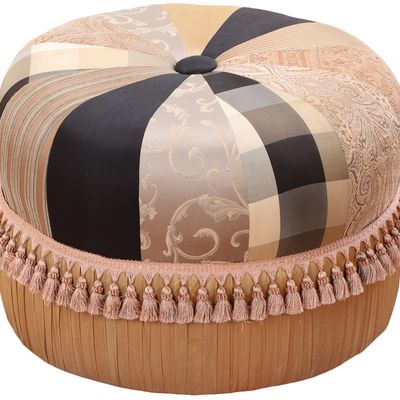 CUSTOM SILK OTTOMAN.