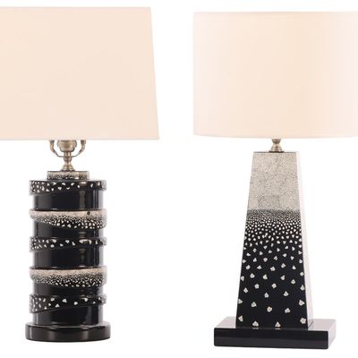 A PAIR OF ALEXANDER LAMONT TABLE LAMPS.