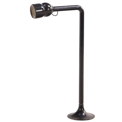 FULGOR ITALIAN MODERN INDUSTRIAL FLOOR LAMP OF BLACK PAINTED METAL C. 1960