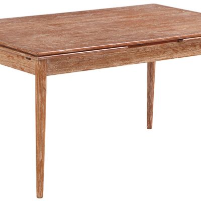 FRENCH CERUSED OAK DRAW LEAF DINING TABLE HAVING TWO LEAVES C 1955.