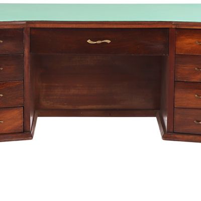 MID CENTURY MODERN ITALIAN DESK WITH GLASS TOP C. 1950
