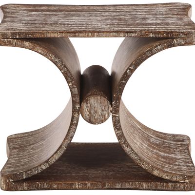 A CERUSED WOOD "DIABLO" TABLE OR BENCH IN THE MANNER OF JEAN-MICHEL FRANK.