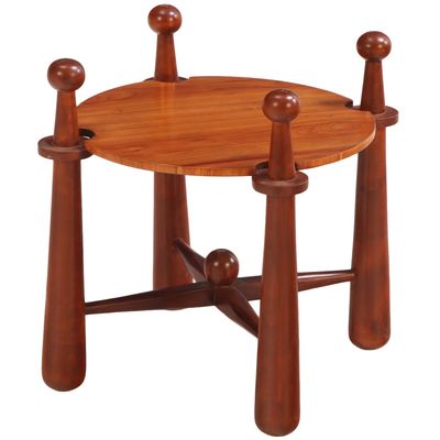 ROUND END TABLE WITH BAT FORM LEGS IN THE MANNER OF JEAN ROYERE.
