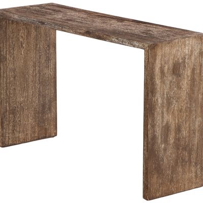 A CERUSED OAK CONSOLE TABLE IN THE MANNER OF JEAN-MICHEL FRANK.