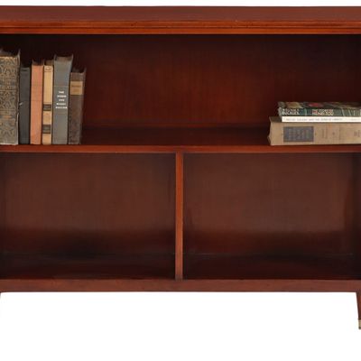 OPEN MAHOGANY BOOKCASE C 1950 IN THE LOUIS XVI STYLE LABELED NORDISKA.
