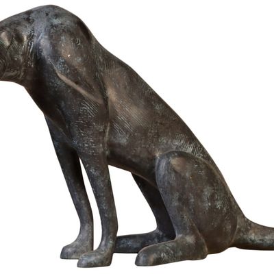 AN ART DECO STYLE BRONZE CAT FOR YOUR GARDEN,