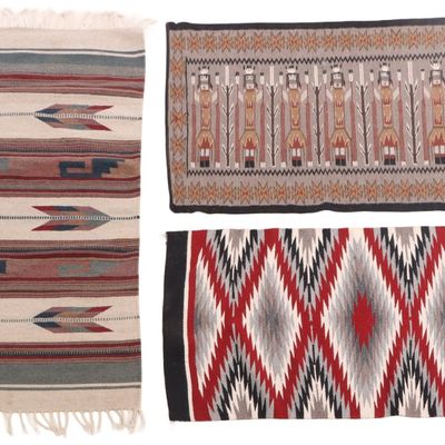 THREE NAVAJO RUGS C 1980