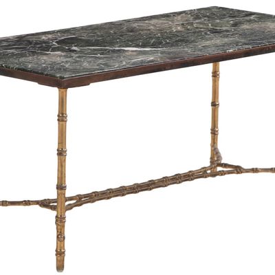 FRENCH FAUX BAMBOO BRASS AND MARBLE COFFEE TABLE C 1960.