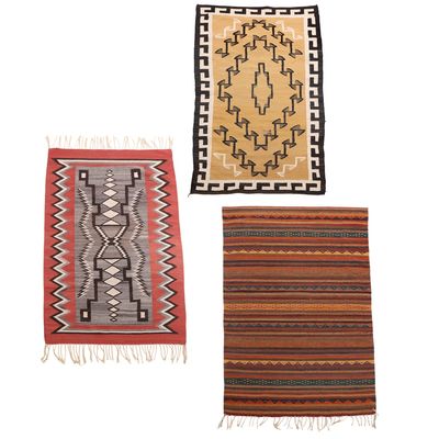 THREE NAVAJO RUGS C 1980