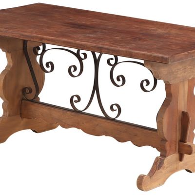 BRAZILIAN WOOD AND IRON TRESTLE TABLE C 1950.