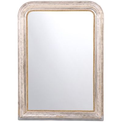 FRENCH LOUIS PHILIPPE SILVER GILT MIRROR HAVING INCISED DETAILS AND GILT BEADING C 1860.