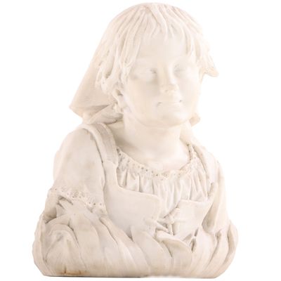 MARBLE BUST OF A YOUNG WOMAN, UNSIGNED SCULPTURE, C 19TH CENTURY