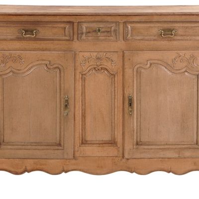 NINETEENTH CENTURY FRENCH PROVINCIAL OAK SIDEBOARD HAVING THREE DRAWERS OVER TWO DOORS.