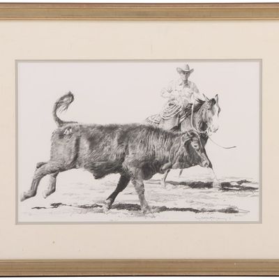 ROBERT "SHOOFLY" SHUFELT (AMERICAN, B. 1935)   "BUSTED," PENCIL ON PAPER, SIGNED LOWER RIGHT.