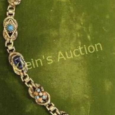 mid century multi gemstone bracelet goldette NY?