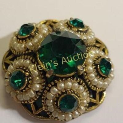 1954 holly craft faux emeralds & pearls