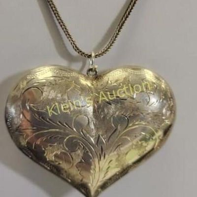 gorgeous all sterling puffy heart necklace